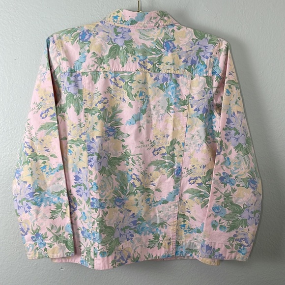 Denim&Co. Pastel Floral Denim Jacket - Picture 6 of 6
